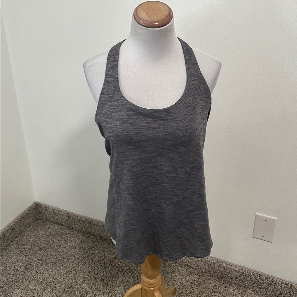 lululemon athletica Gray Draped Tank with Black Strappy Back - Picture 2 of 4